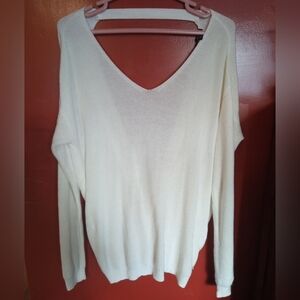 Dynamite Off-White V-Neck Sweater